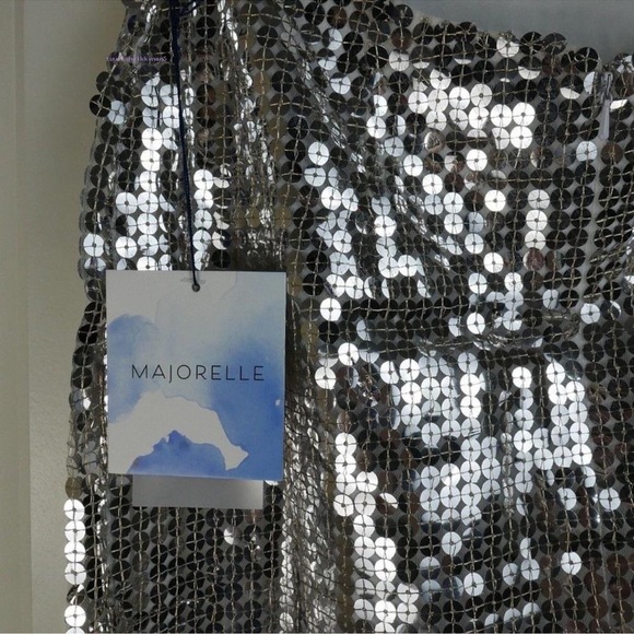 MAJORELLE Jovanna Embellished Midi Dress in Silver Large - Picture 1 of 4